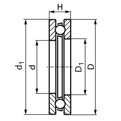 SKF Axial-Rillenkugellager 51111   einseitig wirkend   Innen-Ø 55mm   Außen-Ø 78mm   Höhe 16mm, Technische Zeichnung