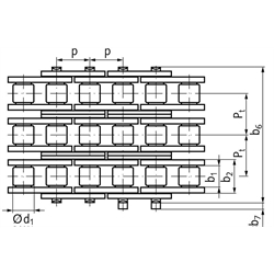 Dreifach-Rollenketten, Technische Zeichnung