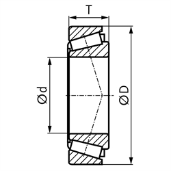 SKF Kegelrollenlager 32009 X/Q   einreihig  Innen-Ø 45mm   Außen-Ø 75mm   Breite 20mm, Technische Zeichnung