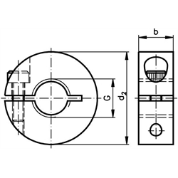 Geschlitzte Klemmringe mit Gewinde, Stahl, Technische Zeichnung