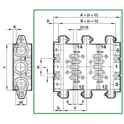 Verkettungsplatten Form C, Technische Zeichnung