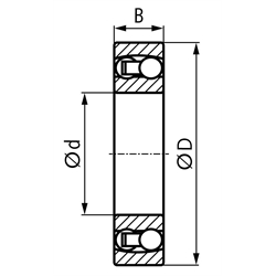 SKF Pendelkugellager 1202 ETN9/C3   zweireihig   Innen-Ø 15mm   Außen-Ø 35mm   Breite 11mm   Lagerluft C3, Technische Zeichnung