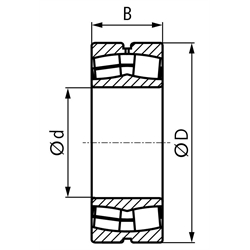 SKF Pendelrollenlager 22207 E   zweireihig   Innen-Ø 35mm   Außen-Ø 72mm   Breite 23mm, Technische Zeichnung